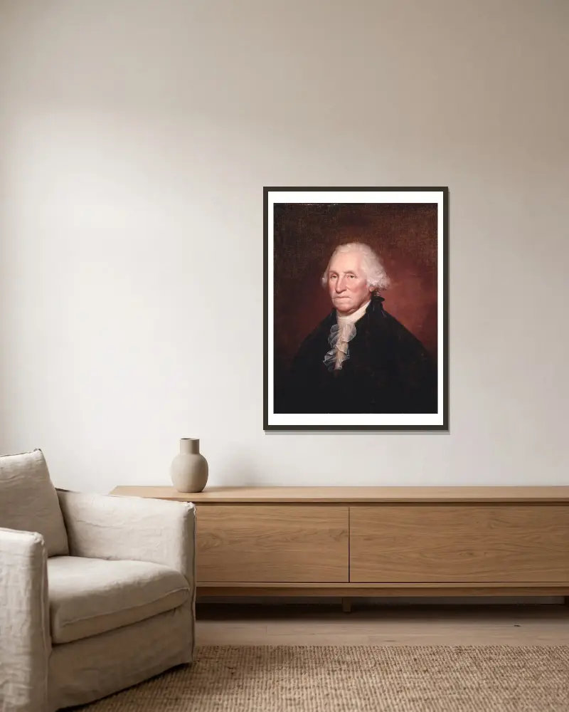 George Washington (Das Gadsden-Morris-Clarke-Porträt), 1795 von Rembrandt Peale gerahmt an einer Wand