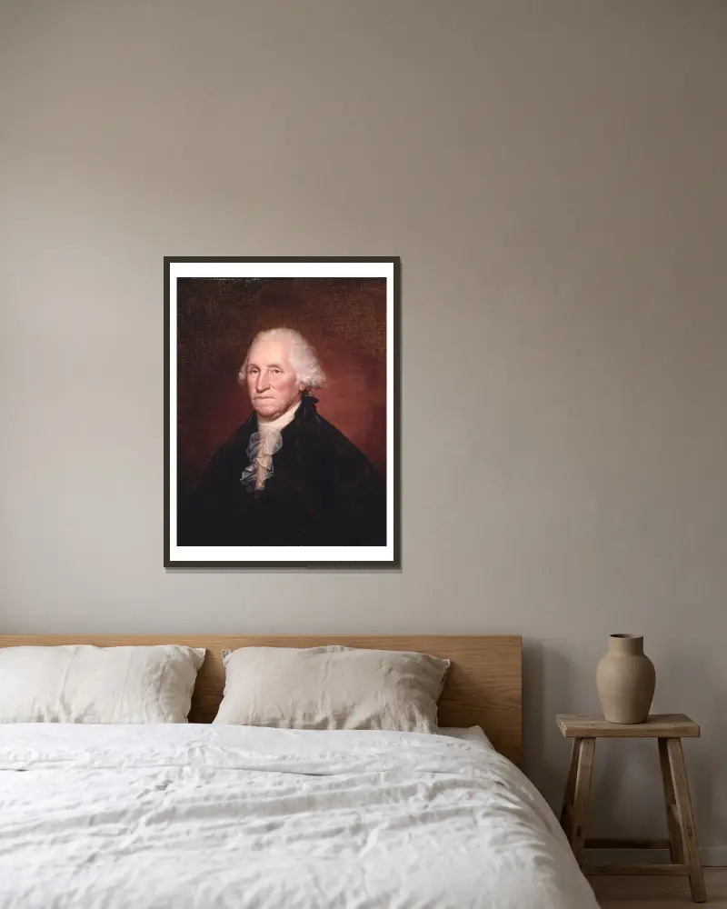 George Washington (Das Gadsden-Morris-Clarke-Porträt), 1795 von Rembrandt Peale gerahmt an einer Wand