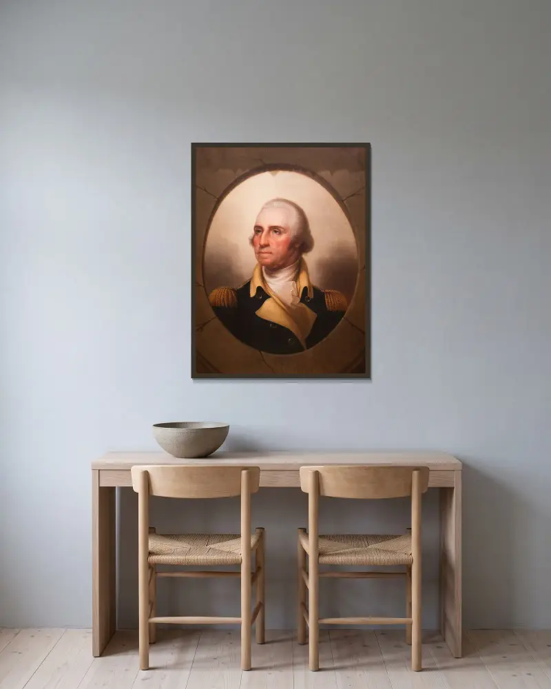George Washington (1732-1799) – nr 2 av Rembrandt Peale inramad på en vägg