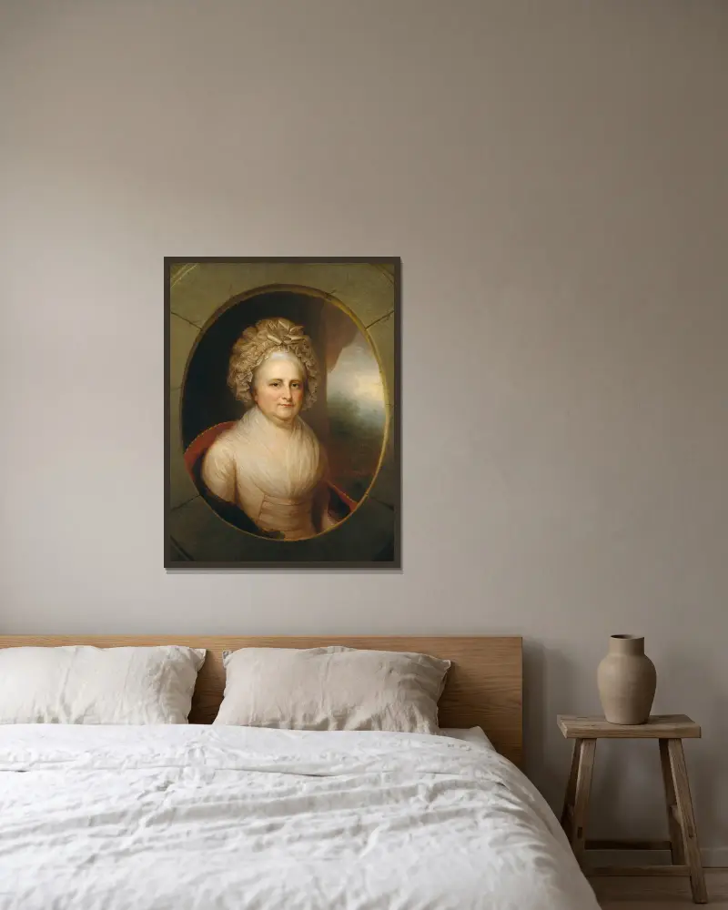 Martha Washington av Rembrandt Peale inramad på en vägg
