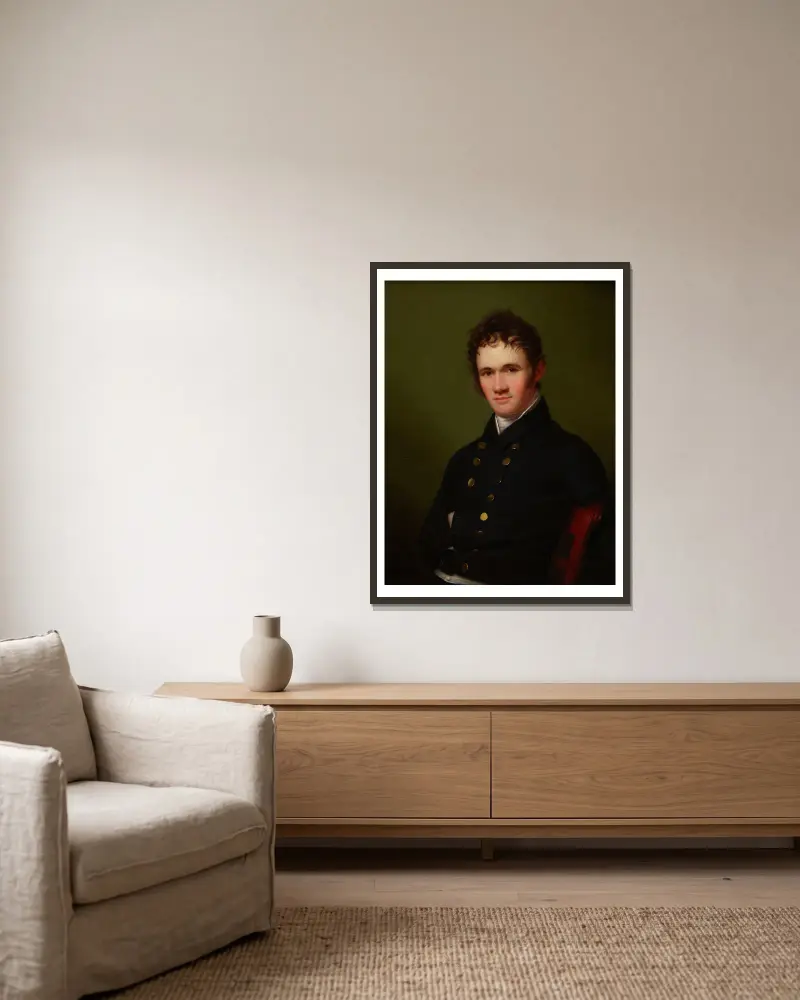 Porträtt av kommendör Lewis Warrington av Rembrandt Peale inramad på en vägg