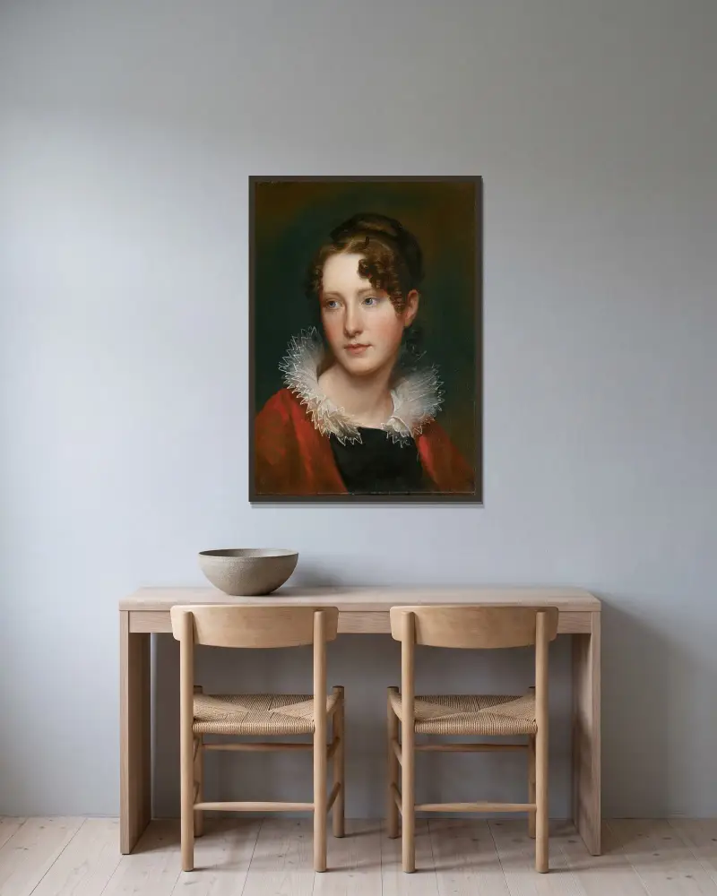 Porträtt av Rosalba Peale av Rembrandt Peale inramad på en vägg