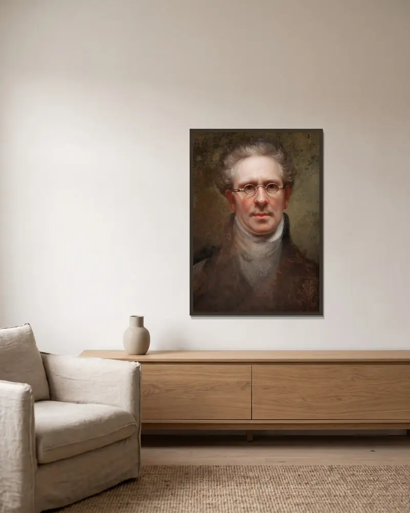 Self Portrait av Rembrandt Peale inramad på en vägg