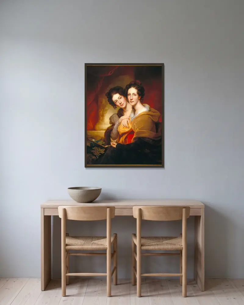 Die Schwestern (Eleanor und Rosalba Peale) von Rembrandt Peale gerahmt an einer Wand