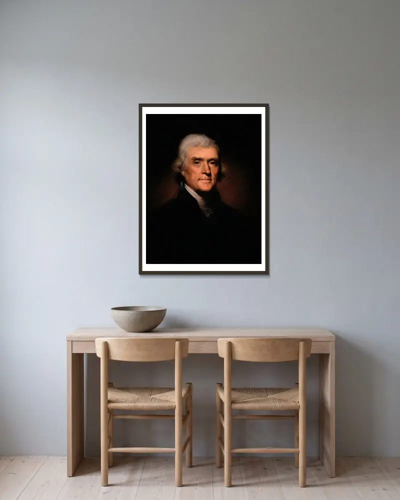 Thomas Jefferson av Rembrandt Peale inramad på en vägg
