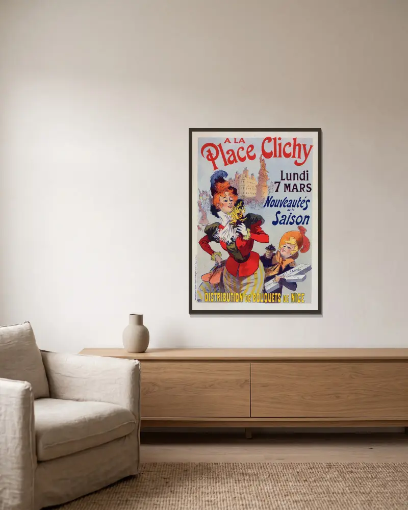 A la Place Clichy von René Péan gerahmt an einer Wand