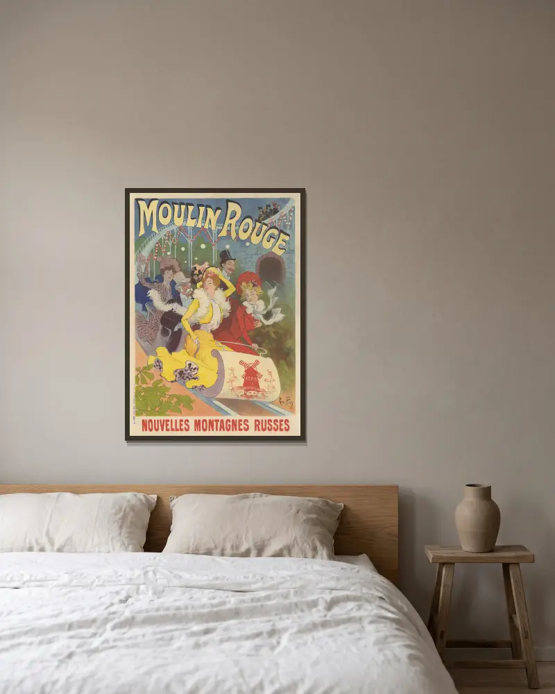 Moulin Rouge. Nya berg-och dalbanan av René Péan inramad på en vägg