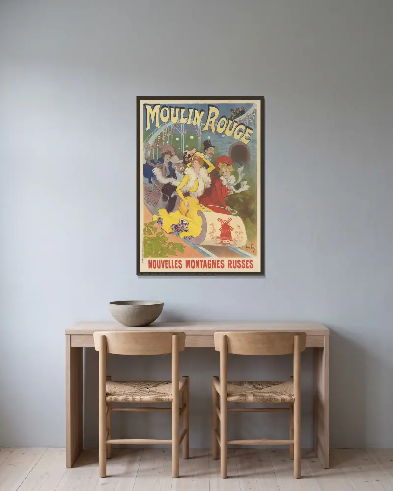 Moulin Rouge. Nya berg-och dalbanan av René Péan inramad på en vägg