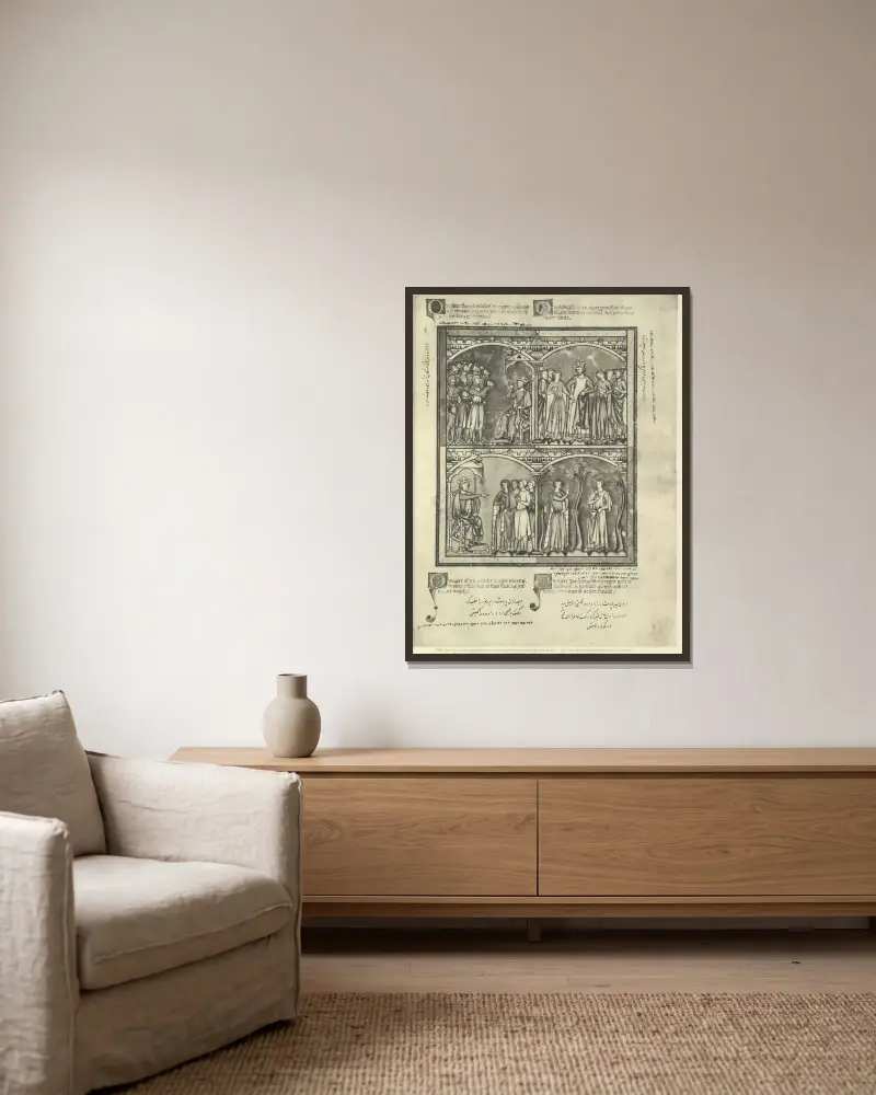 Alttestamentliche Illustrationen aus der Mitte des 13. Jahrhunderts, Taf. 59 von Montague Rhodes James gerahmt an einer Wand