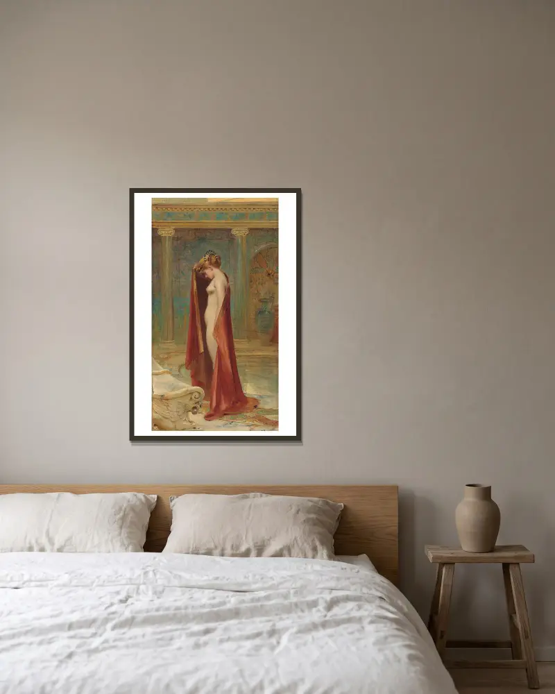 Eine Schönheit von Luis Ricardo Falero gerahmt an einer Wand