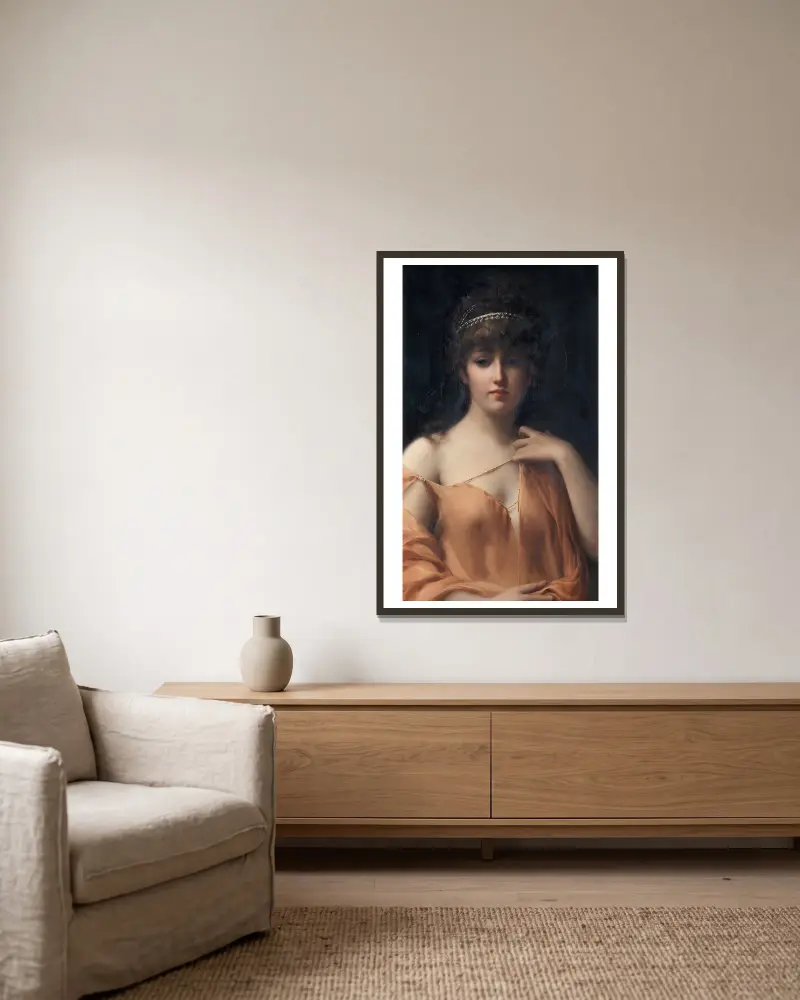 Eine klassische Schönheit von Luis Ricardo Falero gerahmt an einer Wand