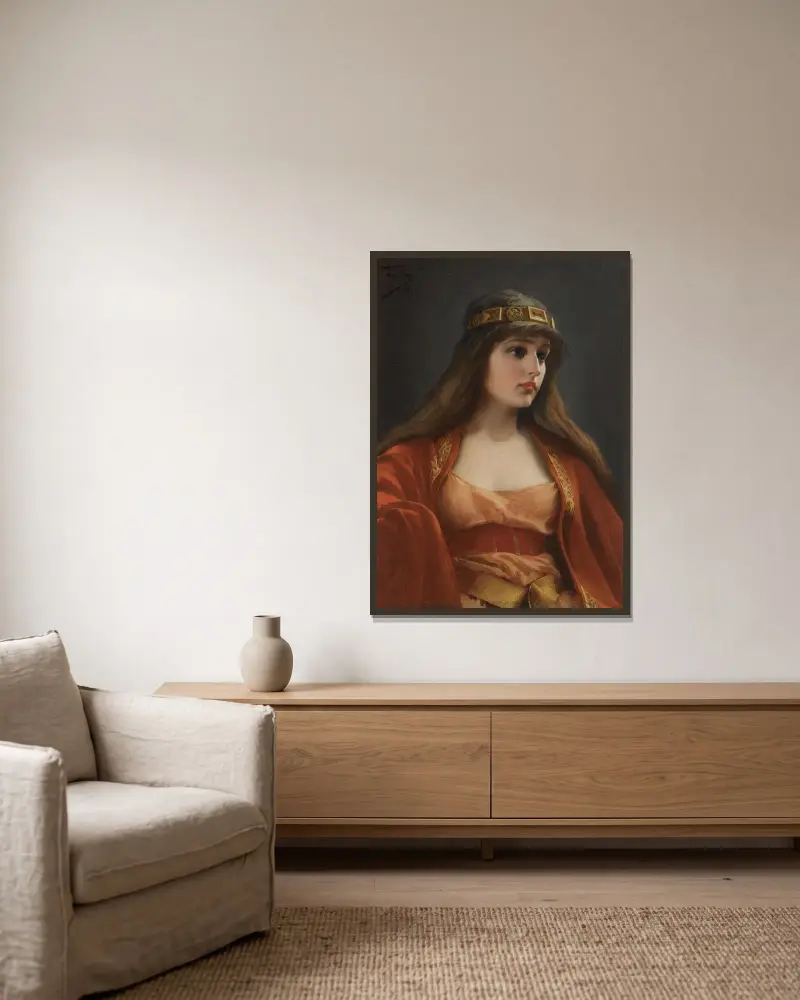 Bedouinflicka av Luis Ricardo Falero inramad på en vägg