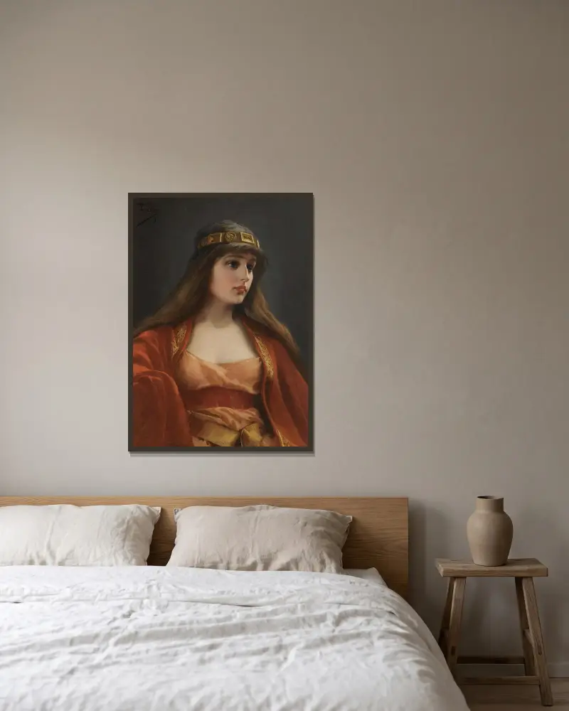 Bedouinflicka av Luis Ricardo Falero inramad på en vägg