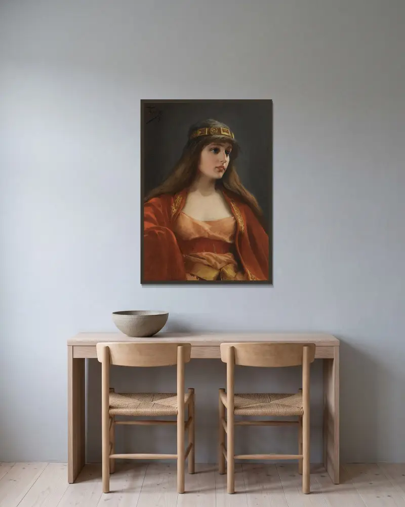 Bedouinflicka av Luis Ricardo Falero inramad på en vägg