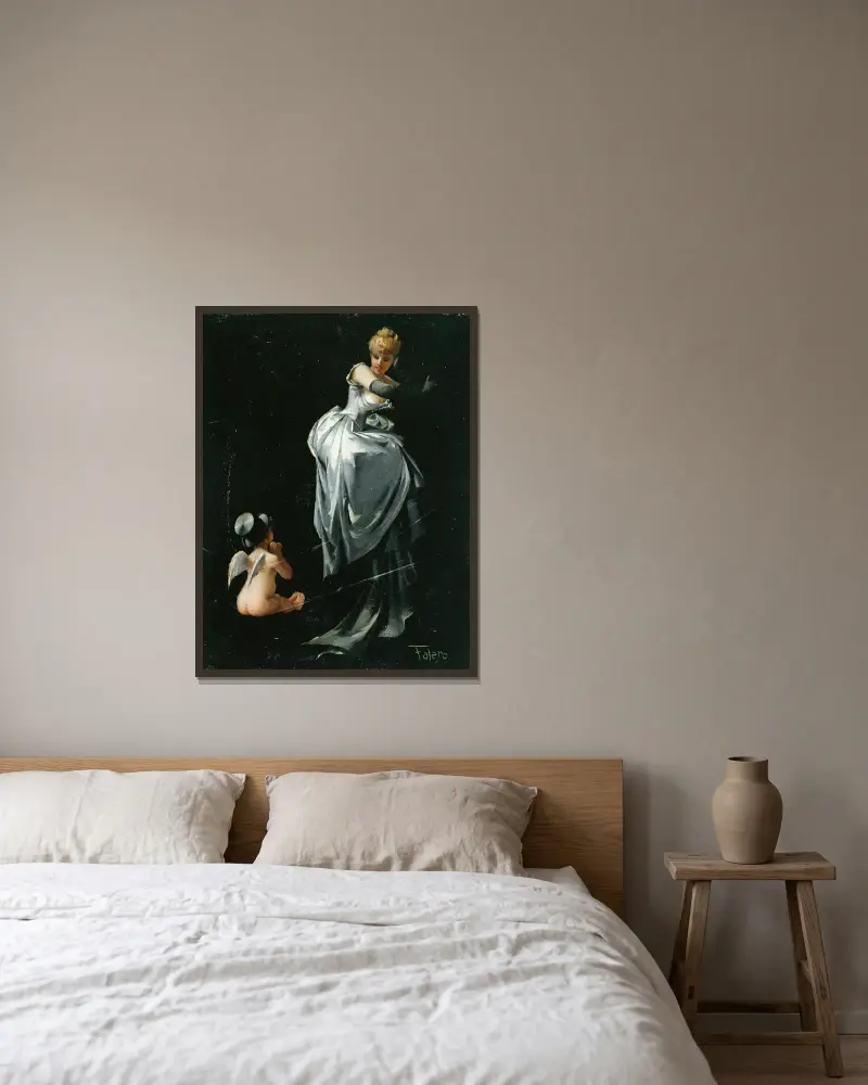 Gefangen im Netz von Luis Ricardo Falero gerahmt an einer Wand