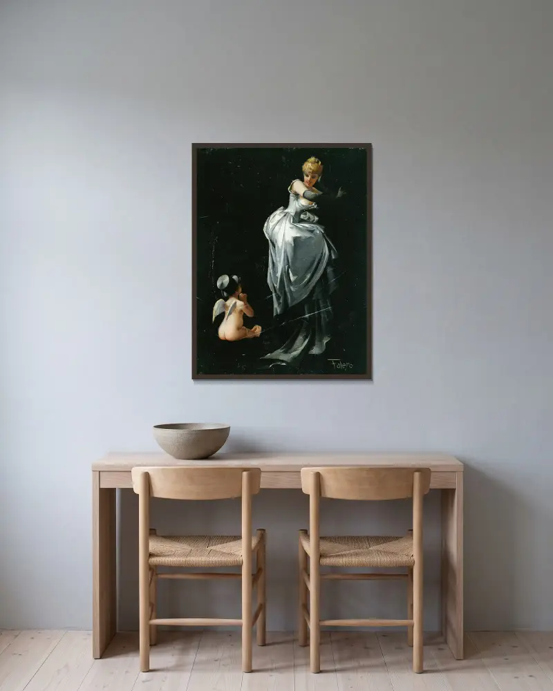 Gefangen im Netz von Luis Ricardo Falero gerahmt an einer Wand