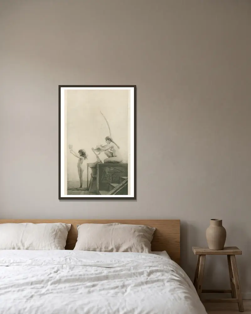 Gebet an Isis von Luis Ricardo Falero gerahmt an einer Wand