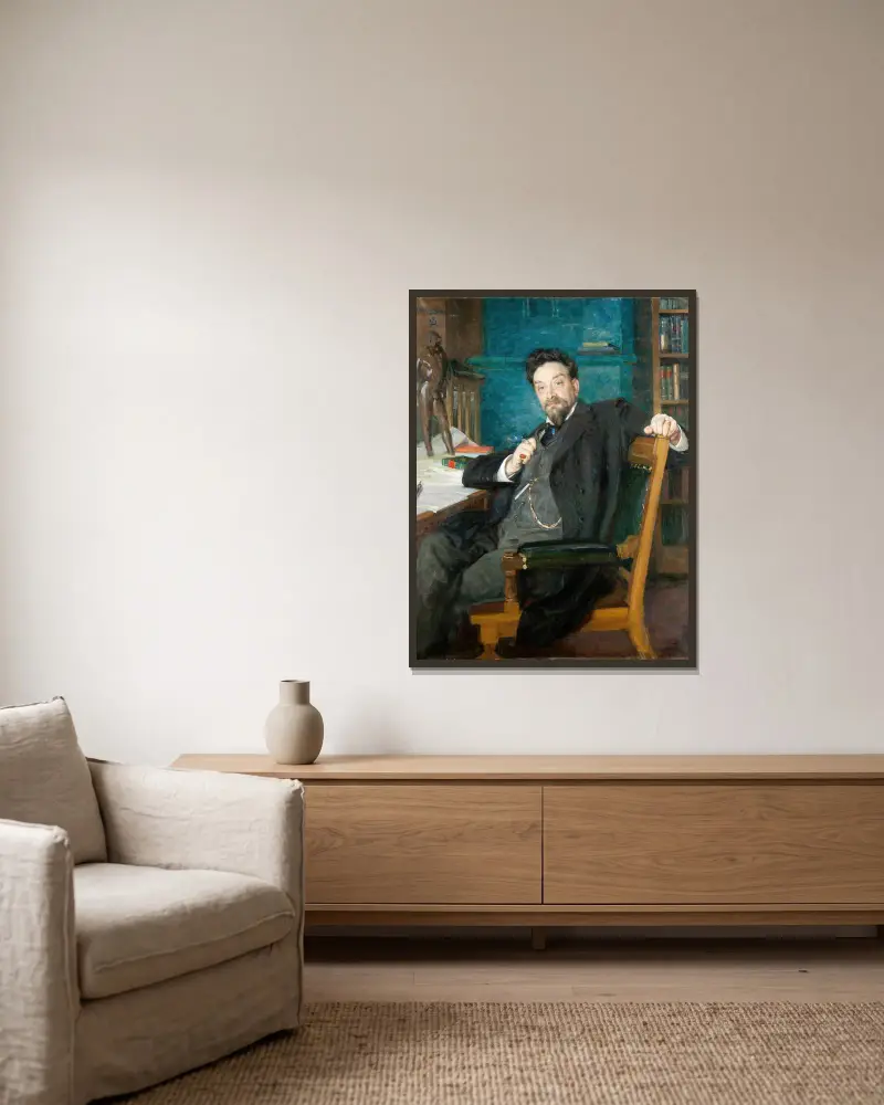 Professor Karl Warburg von Richard Bergh gerahmt an einer Wand