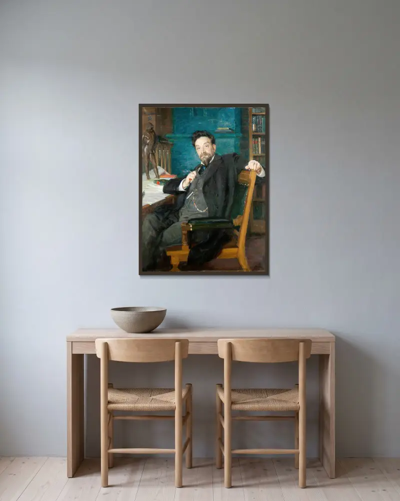 Professor Karl Warburg von Richard Bergh gerahmt an einer Wand