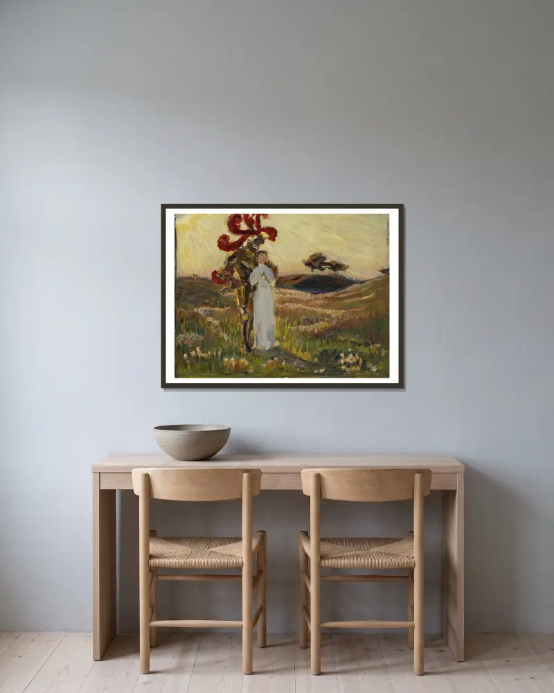 Szkic do Rycerza i dziewicy, Richard Bergh w ramie na ścianie