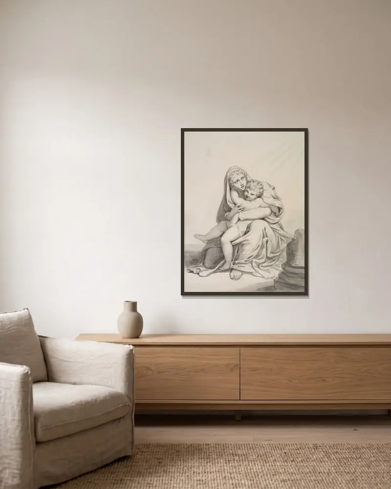 Madonna mit Kind von Richard Cosway gerahmt an einer Wand