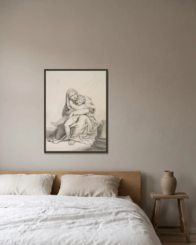Madonna mit Kind von Richard Cosway gerahmt an einer Wand