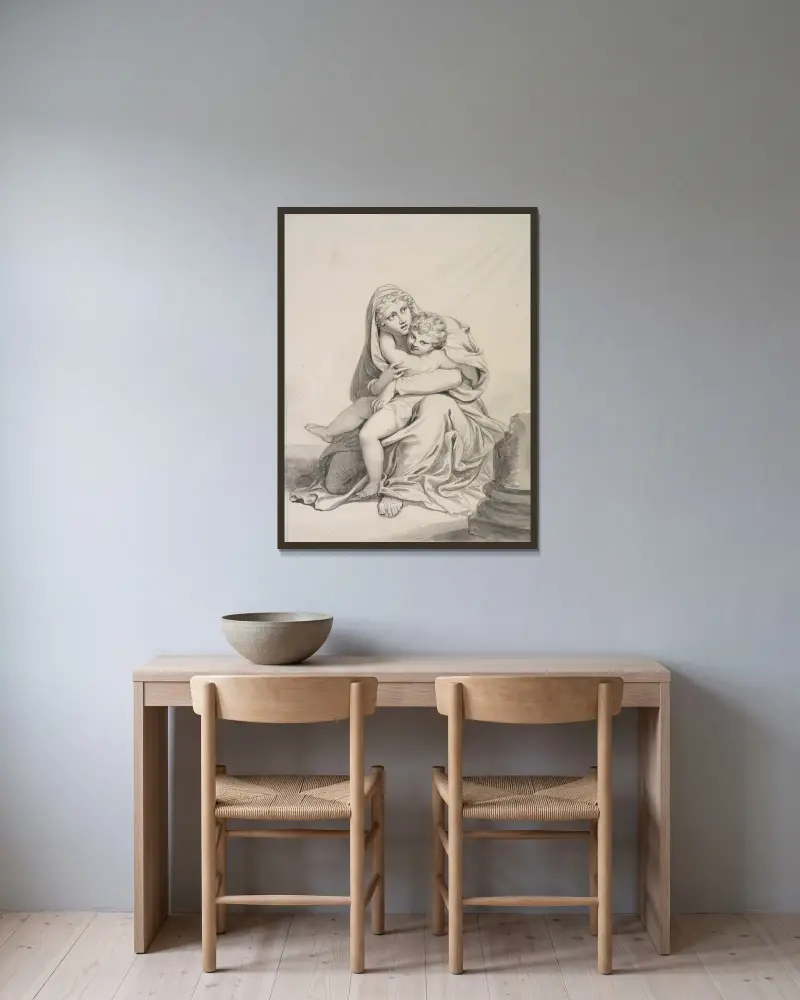 Madonna mit Kind von Richard Cosway gerahmt an einer Wand