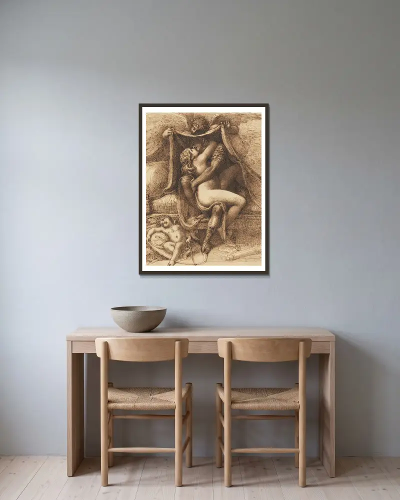 Venus und Mars von Richard Cosway gerahmt an einer Wand