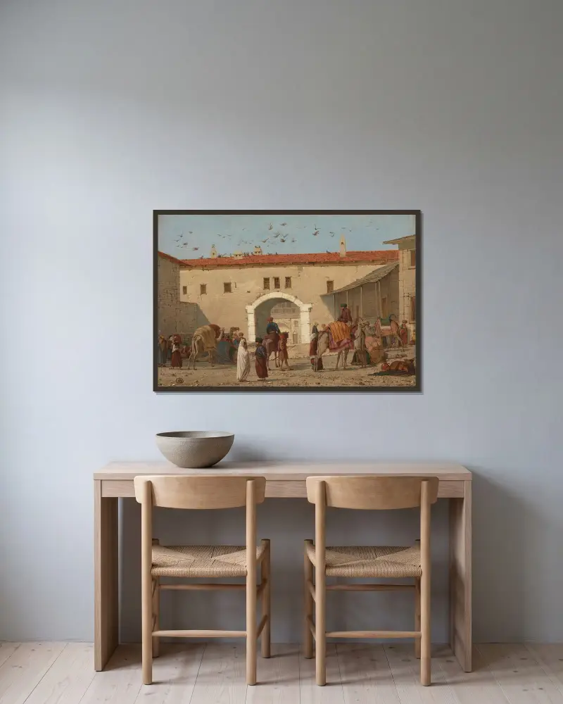 Karavanseraj i Mylasa i Mindre Asien av Richard Dadd inramad på en vägg