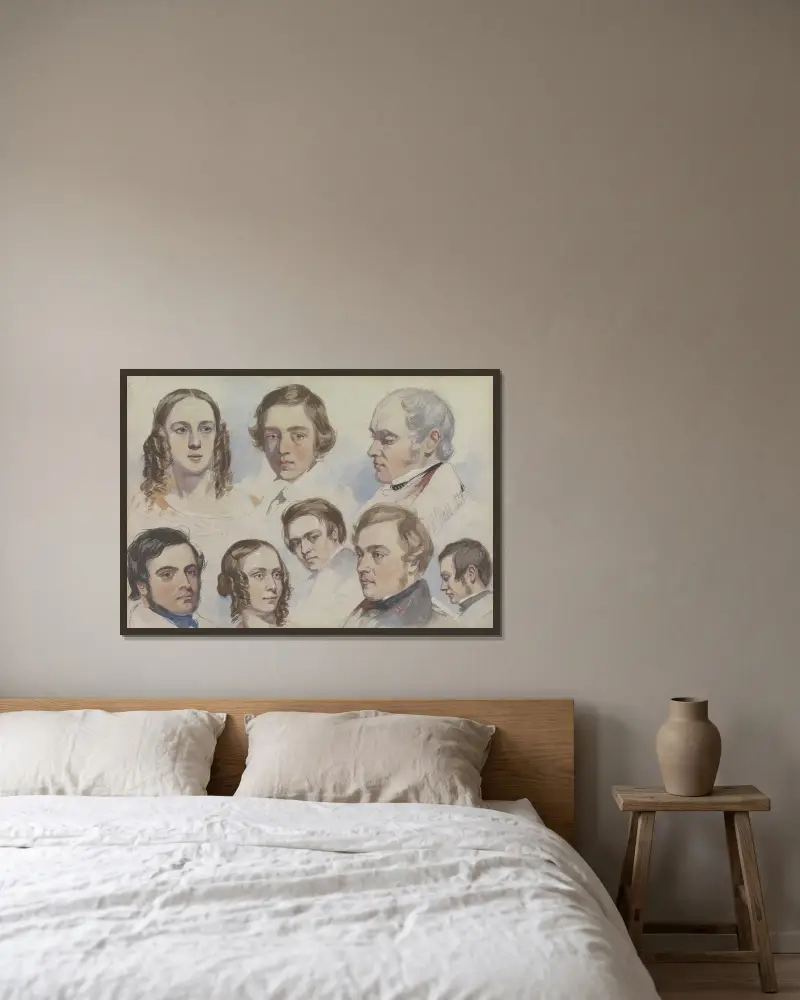 Familjeporträtt av Richard Dadd inramad på en vägg