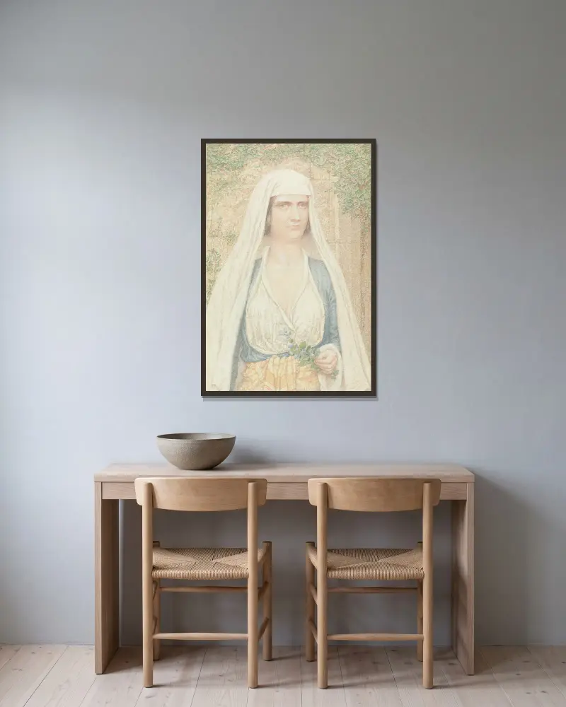 Grekisk kvinna från Mindre Asien av Richard Dadd inramad på en vägg