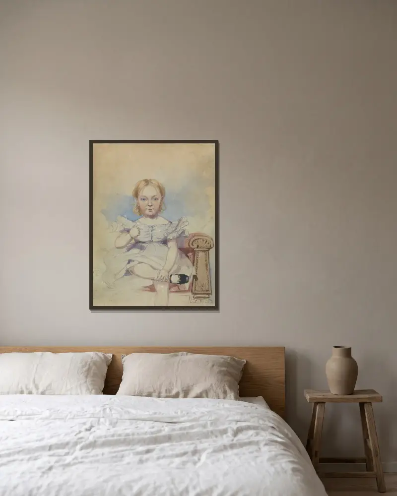Porträtt av en flicka av Richard Dadd inramad på en vägg