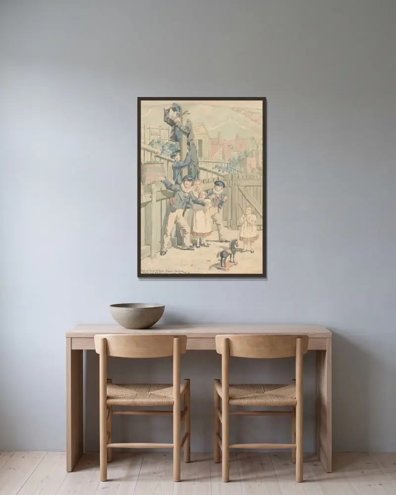 Skiss för passionerna; Spänning eller förväntan av Richard Dadd inramad på en vägg