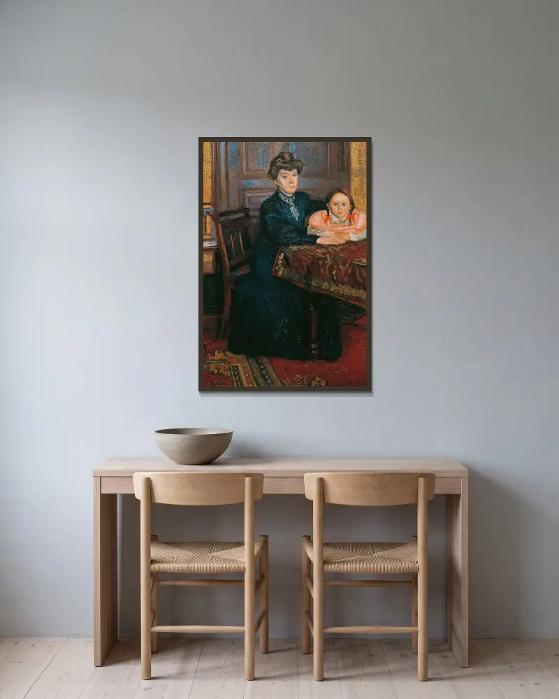 Kvinna med barn (Mathilde Schönberg med dottern Gertrud) av Richard Gerstl inramad på en vägg
