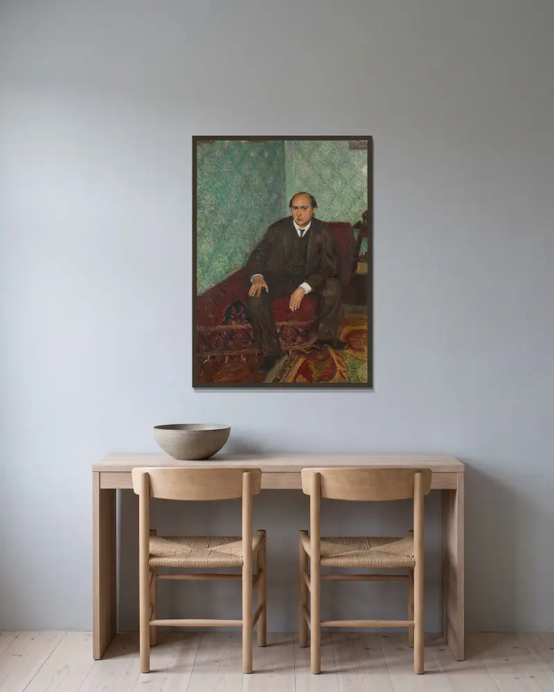 Porträt Arnold Schönberg av Richard Gerstl inramad på en vägg