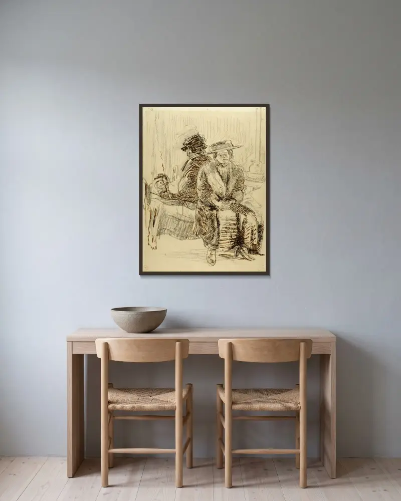 Studie av två kvinnor av Walter Richard Sickert inramad på en vägg