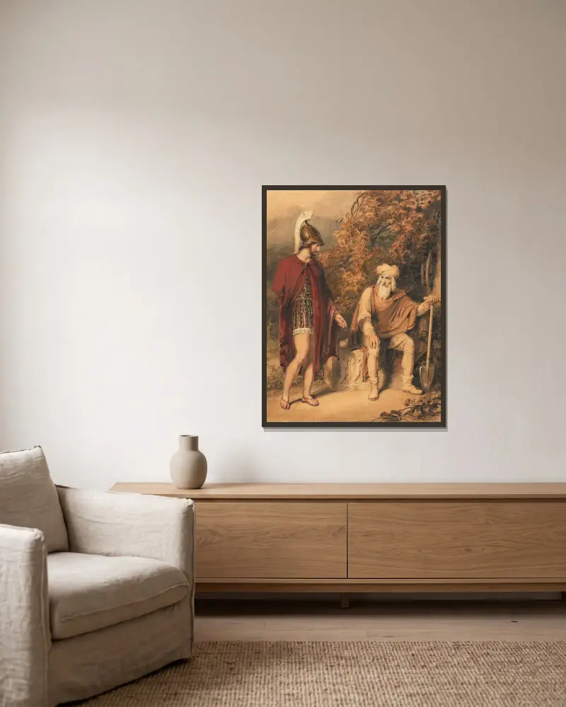 Alkibiades und Timon von Richard Westall gerahmt an einer Wand