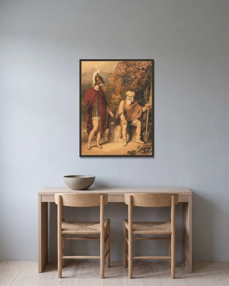 Alkibiades und Timon von Richard Westall gerahmt an einer Wand