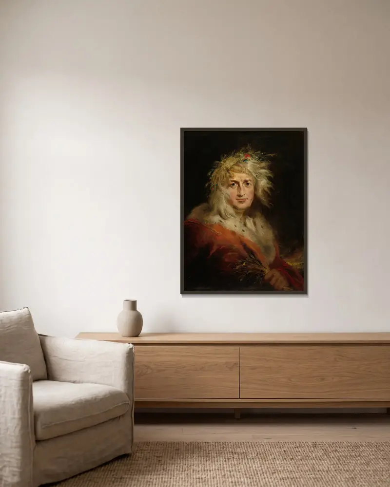 David Garrick as King Lear av Richard Westall inramad på en vägg
