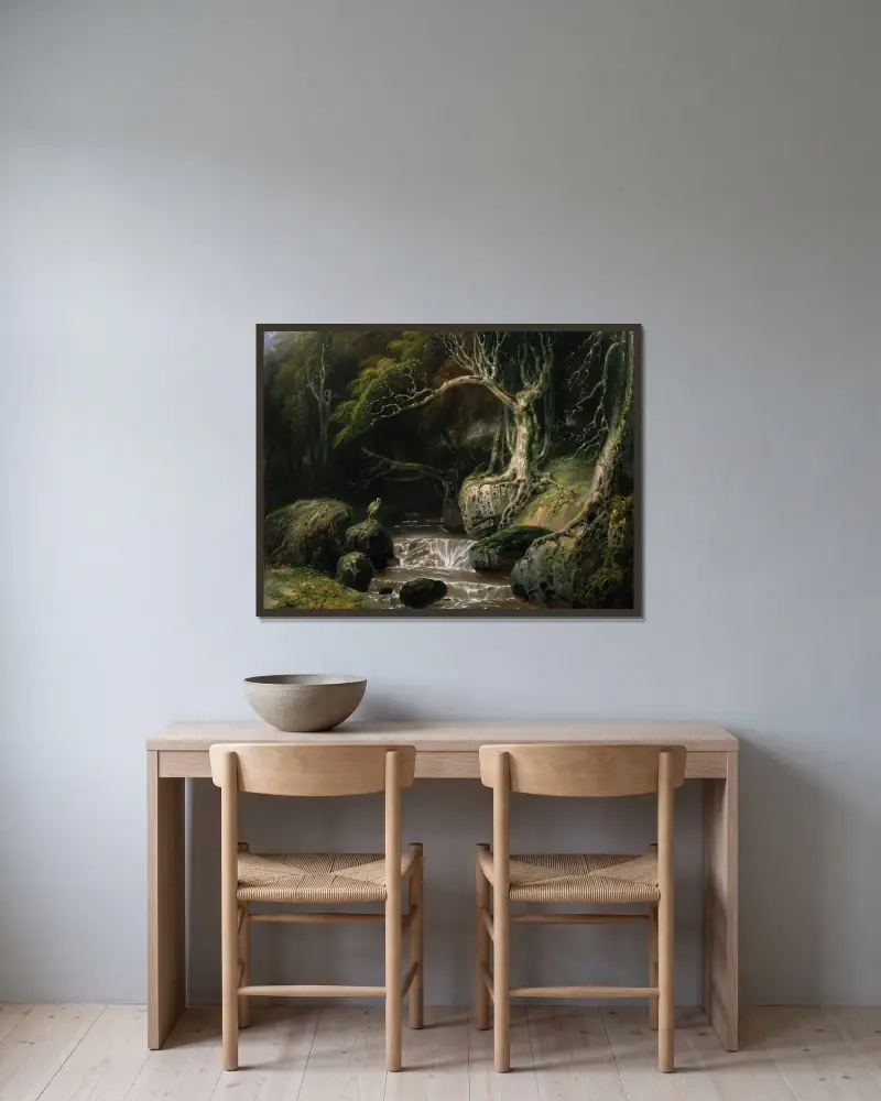 Landscape solitude av Richard Westall inramad på en vägg