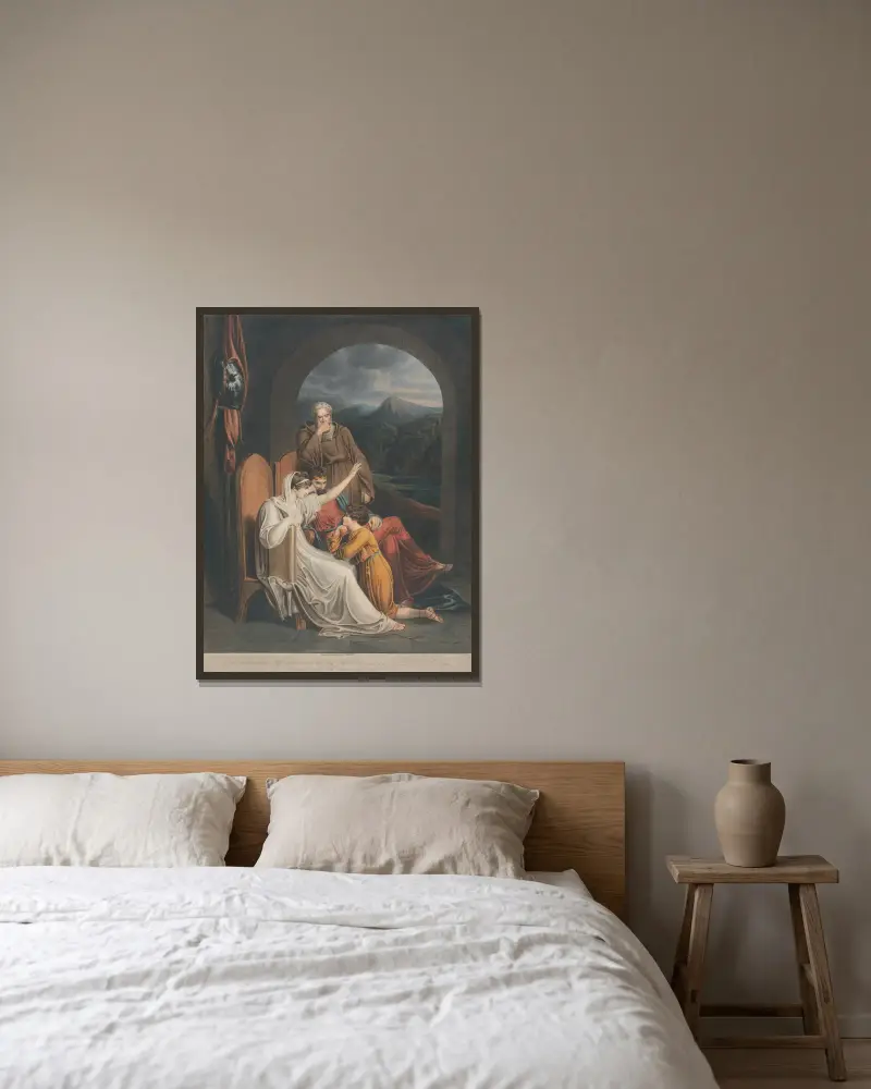 Drottning Judith läser för Alfred som barn av Richard Westall inramad på en vägg