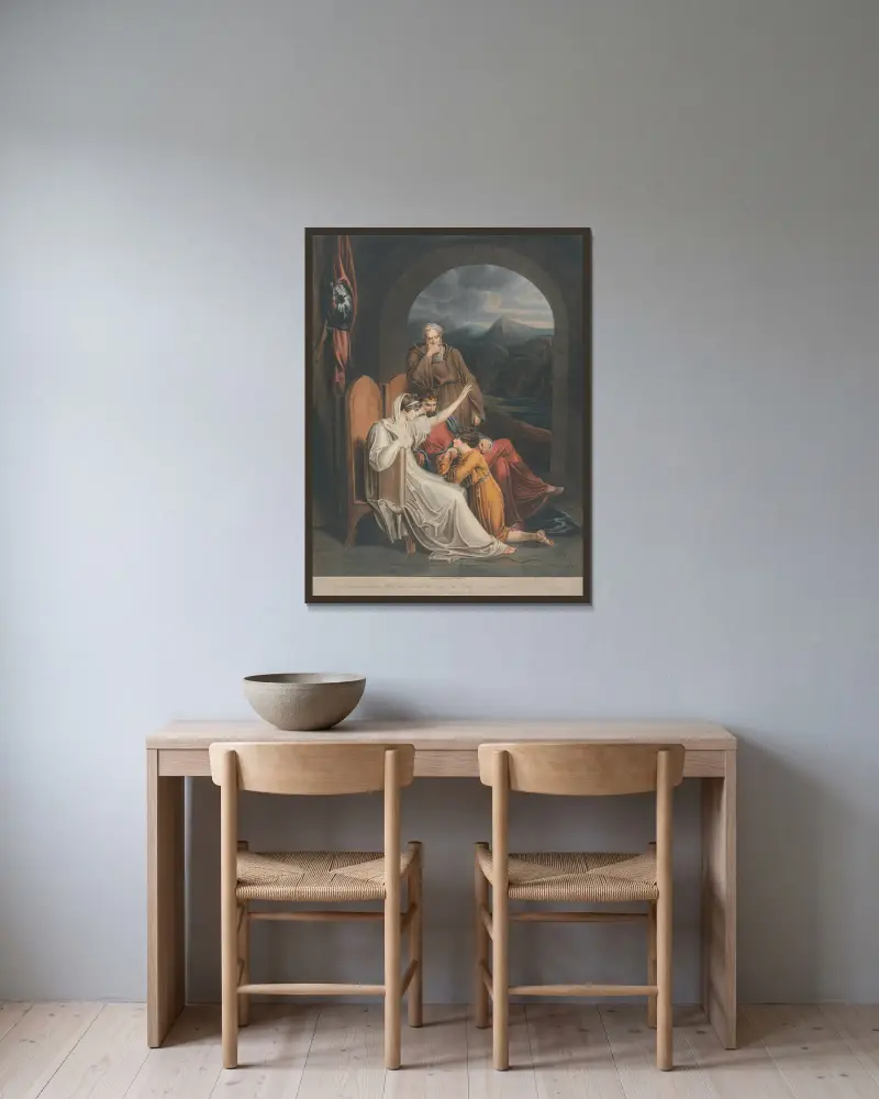 Drottning Judith läser för Alfred som barn av Richard Westall inramad på en vägg