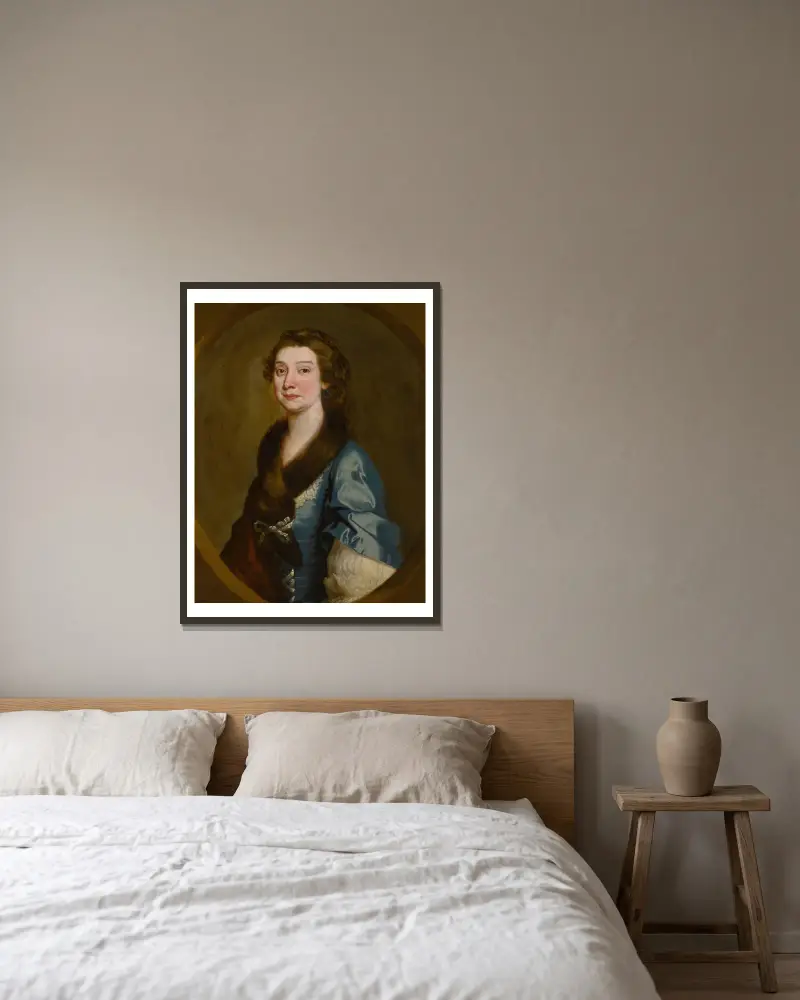 Porträtt av en dam, troligen lady Martha Hicks, född Browne av Richard Wilson inramad på en vägg