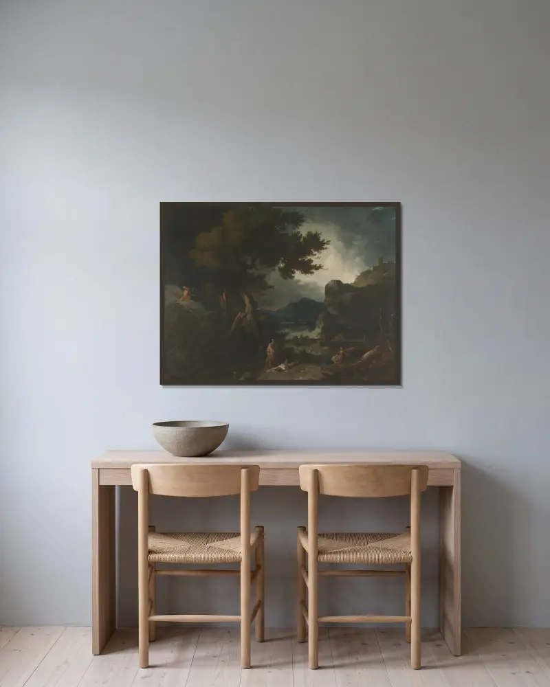 Niobes barns undergång av Richard Wilson inramad på en vägg