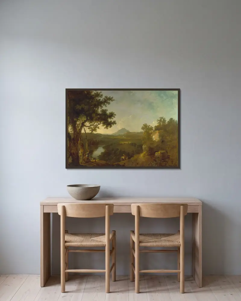 Blick bei Wynnstay, dem Sitz von Sir Watkin Williams-Wynn, Bt. von Richard Wilson gerahmt an einer Wand