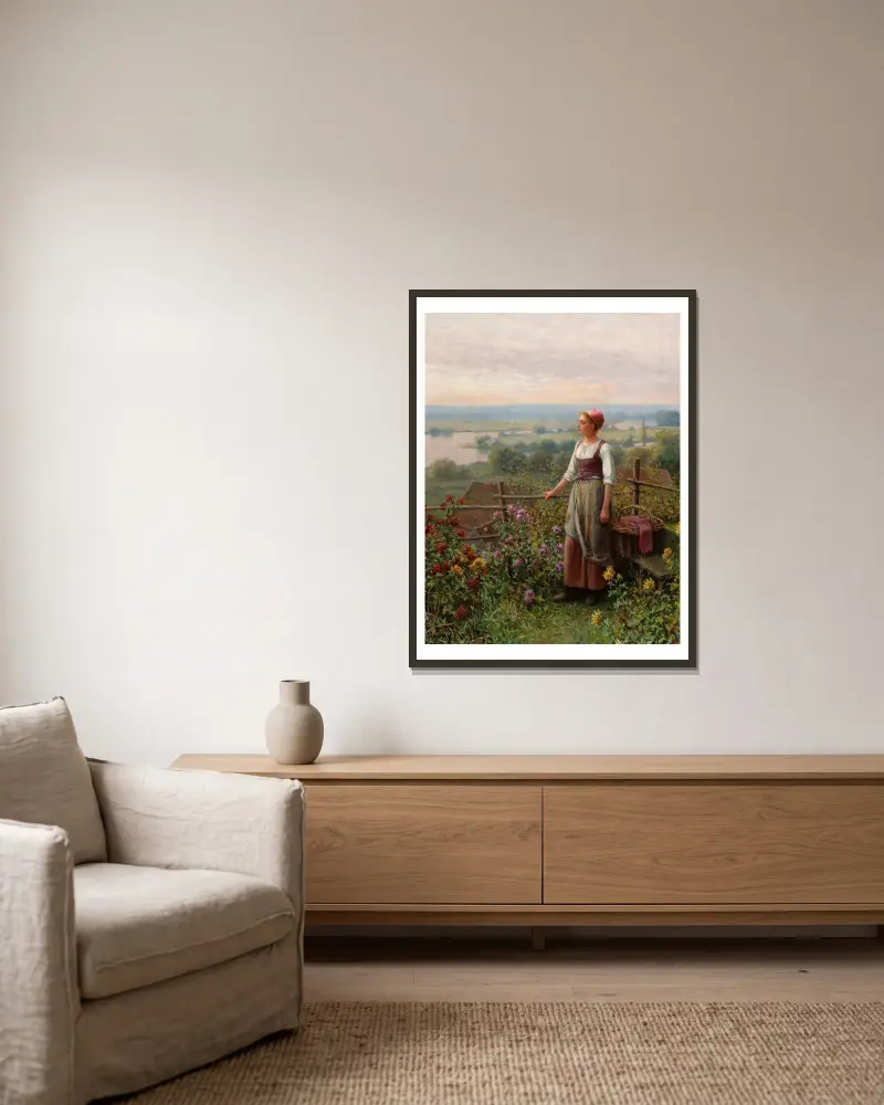 Abend in Chantemesle von Daniel Ridgway Knight gerahmt an einer Wand