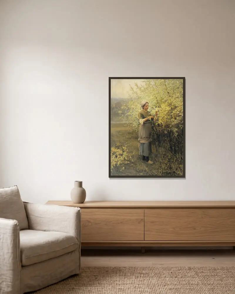 Springtime av Daniel Ridgway Knight inramad på en vägg