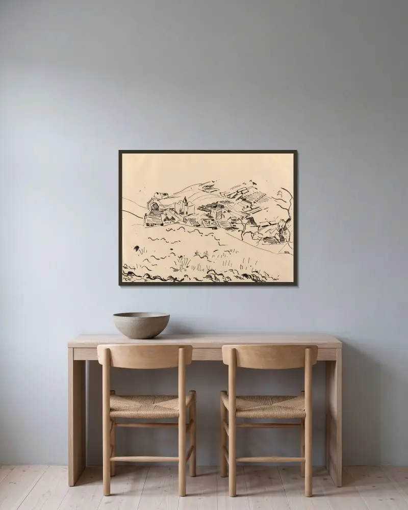 Landschaft I von Rik Wouters gerahmt an einer Wand