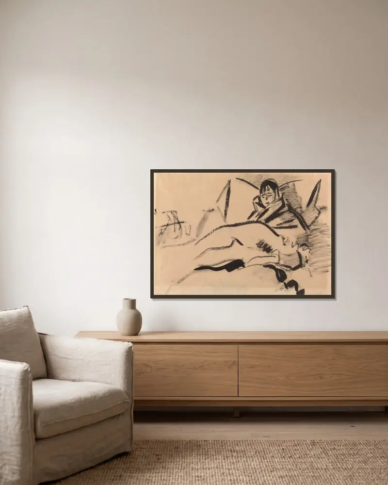 Kranke Frau von Rik Wouters gerahmt an einer Wand