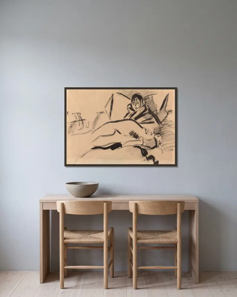 Kranke Frau von Rik Wouters gerahmt an einer Wand